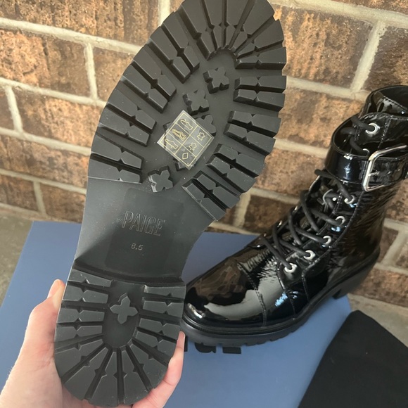 Paige Bailey Combat Boot Black Patent Leather size 8.5M - Picture 8 of 12